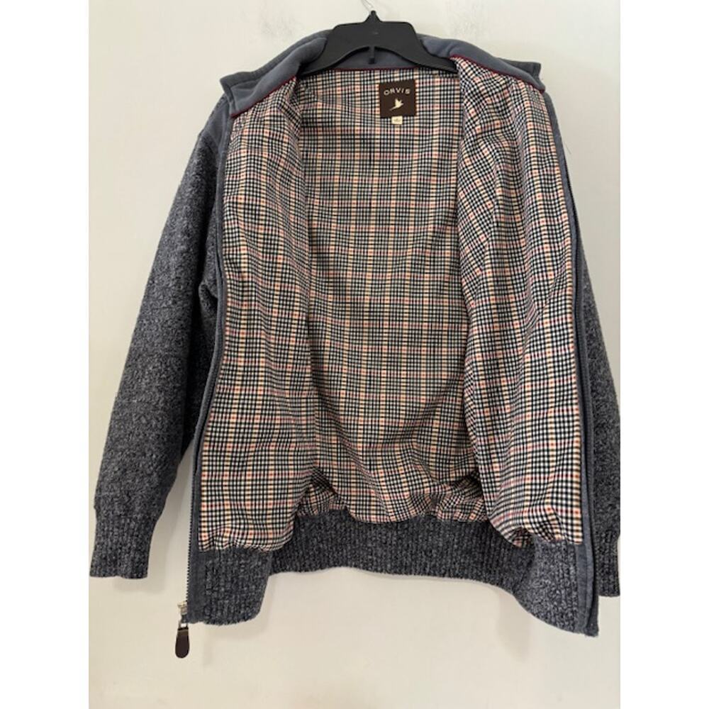 Orvis Sweater Wool Mens Medium Full Zip Warm Outdoor Plaid Lined - Picture 3 of 10